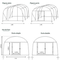 <strong>Serre de Jardin Pieds Droits CAMPANULE</strong><br/>Largeur 4 m