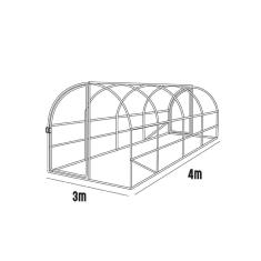 <strong>Serre Tunnel ELENA</strong><br/> 3x4 m - 12 m² - Arceaux Ø 32 mm