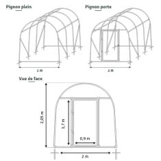 <strong>Serre de Jardin Pieds Droits Montagne</strong></br>Largeur 2 m - MARMANDE