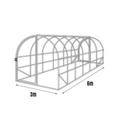 <strong>Serre Tunnel ELENA</strong><br/> 3x6 m - 18 m² - Arceaux Ø 32 mm